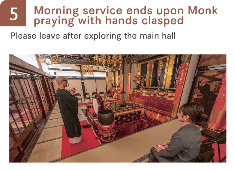 Morning service ends upon Monk praying with hands clasped